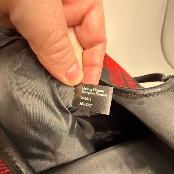 Victoria’s Secret Argyle Plaid Red Black Shopper Tote Bag VS Logo 15×11×5 - Picture 10 of 14